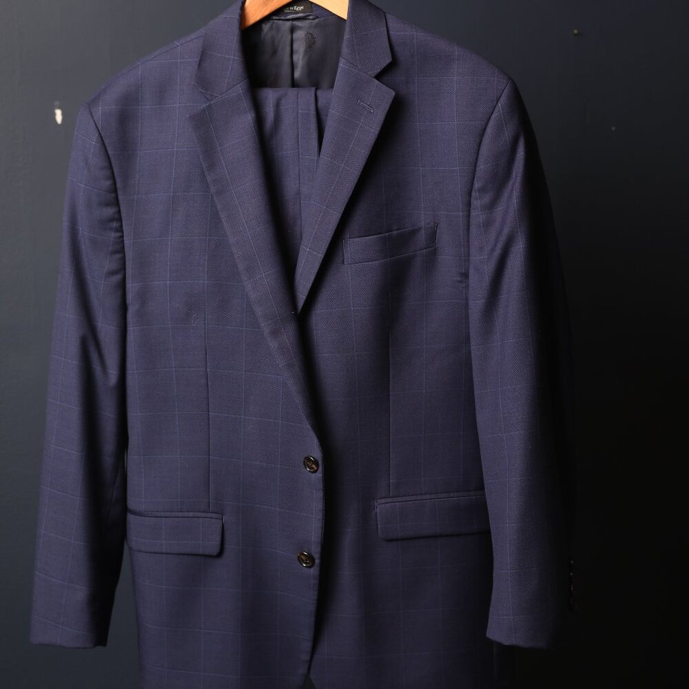 Lauren Soft Plaid Print BLue Suit